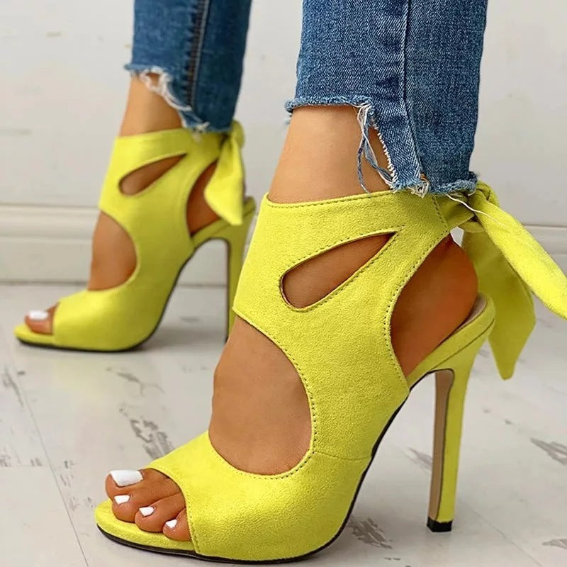 Floral Stiletto Sandals – High Heels, Plus Size 40–43
