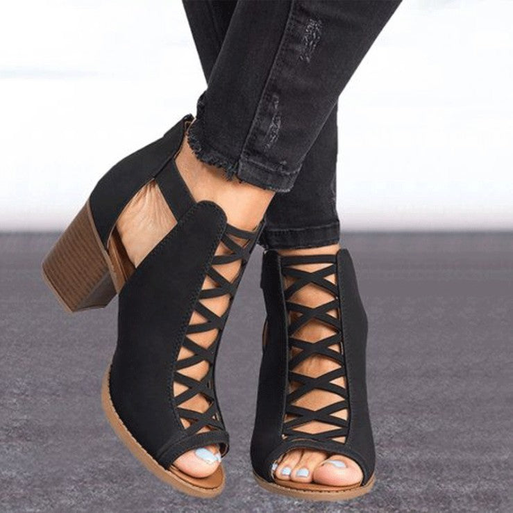 European & American Fish Mouth Sandals