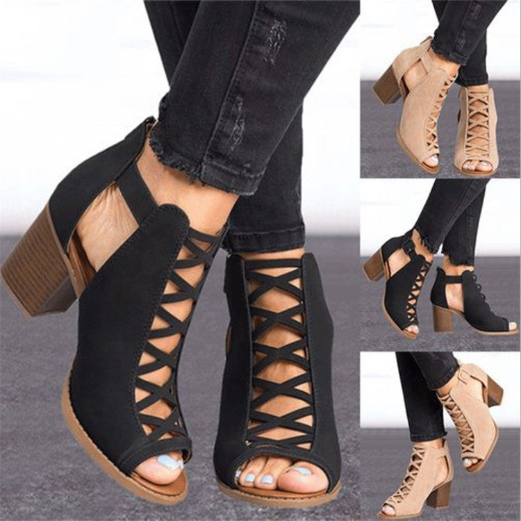 European & American Fish Mouth Sandals