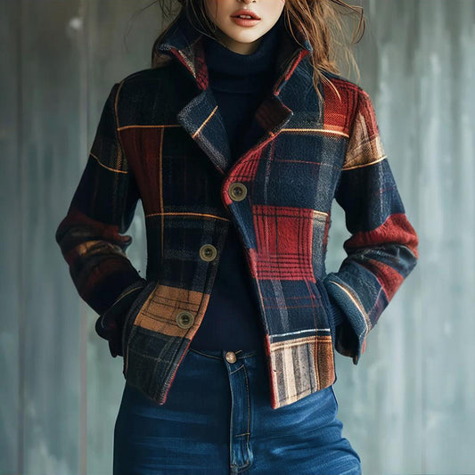 Classic Vintage Women’s Blazer with Stand Collar