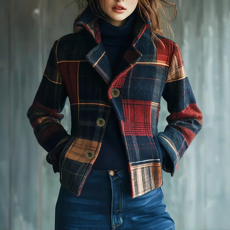 Classic Vintage Women’s Blazer with Stand Collar