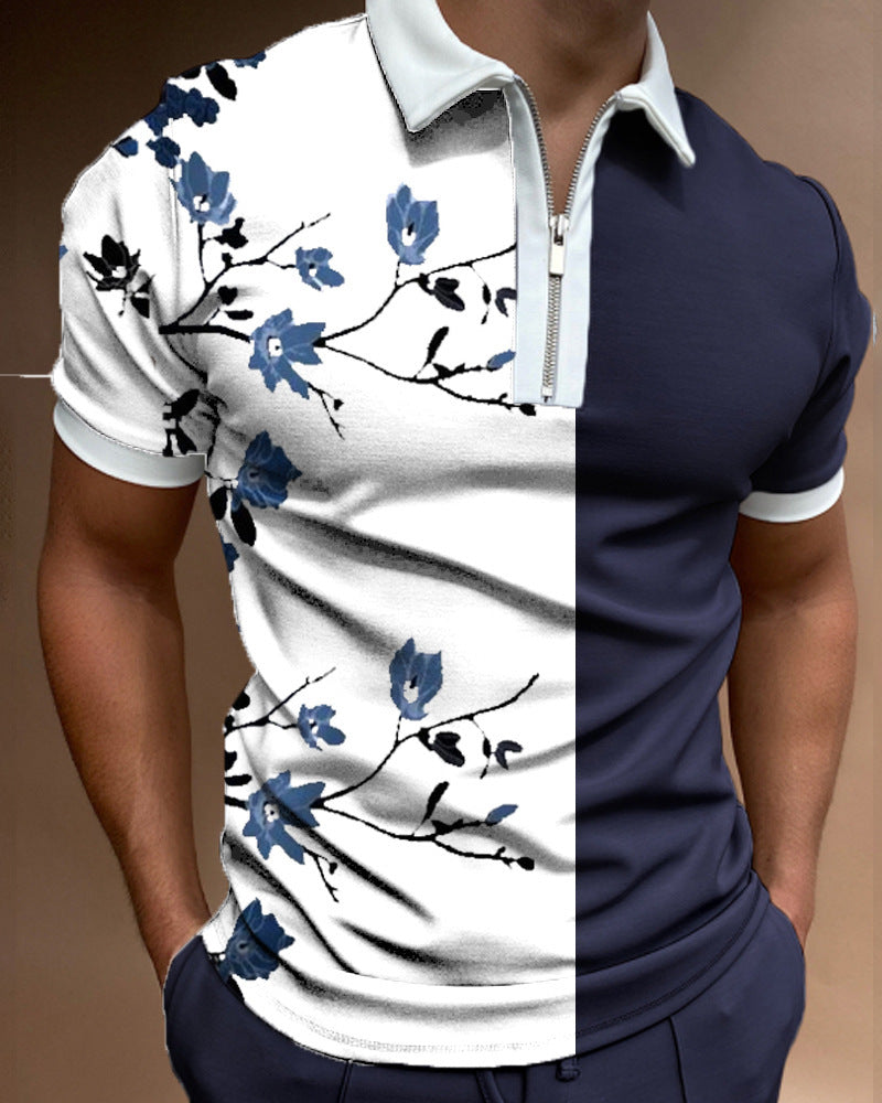 Men’s Tie-Dye Casual Lapel T-Shirt – Short Sleeve Pullover