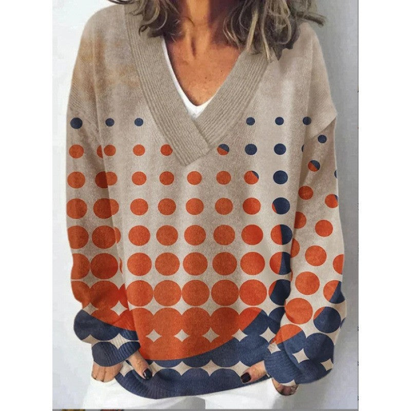 Women's Floral Print Long Sleeve Pullover Sweatshirt Casual Cozy Fall Top