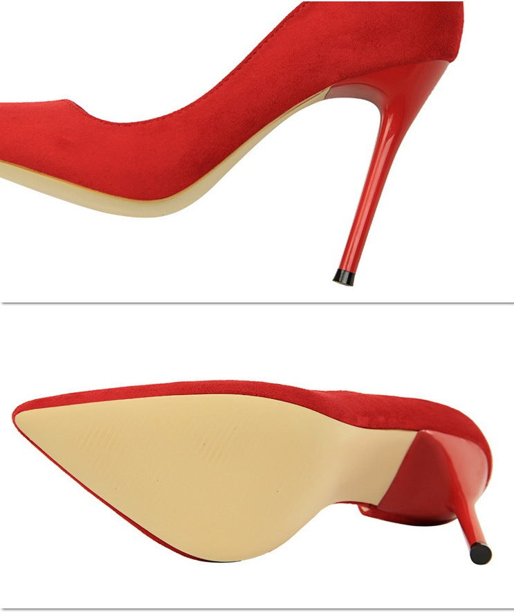 Suede Pointed Toe High Heels – Classic European Style