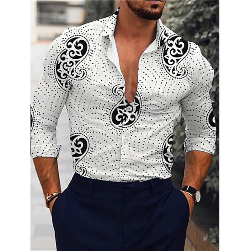 Men’s Retro Floral Long Sleeve Shirt – Streetwear for Spring & Fall