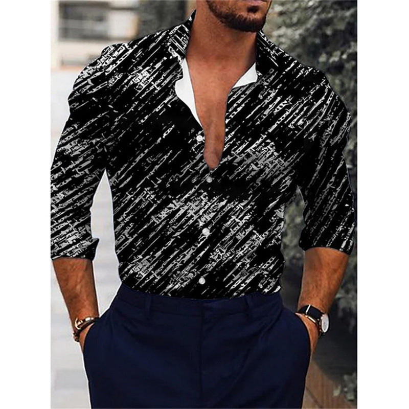 Men’s Retro Floral Long Sleeve Shirt – Streetwear for Spring & Fall