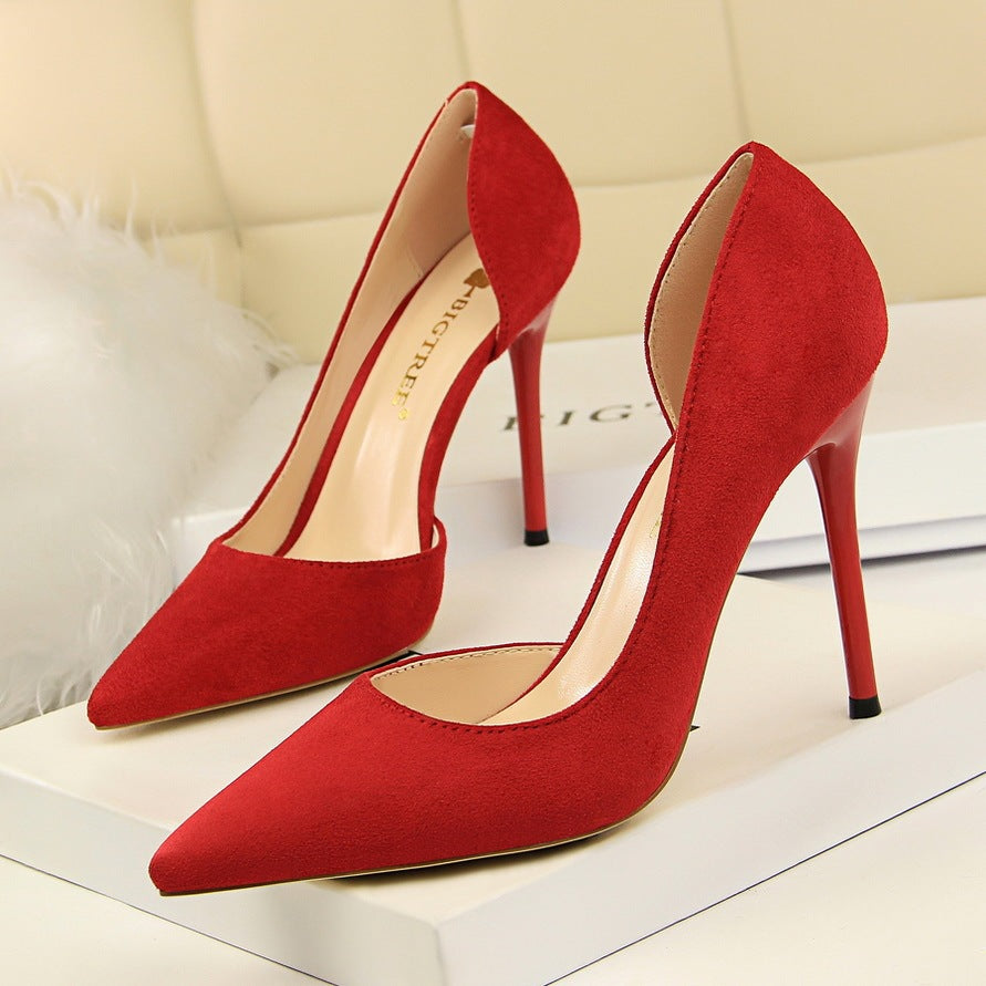 Suede Pointed Toe High Heels – Classic European Style