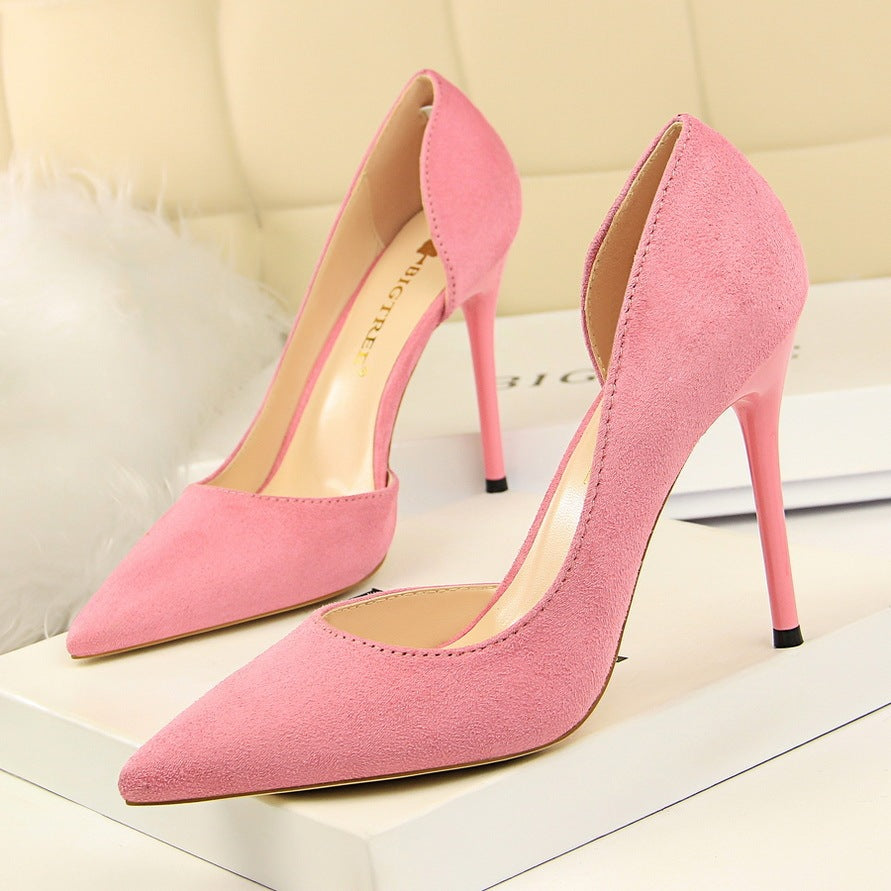 Suede Pointed Toe High Heels – Classic European Style